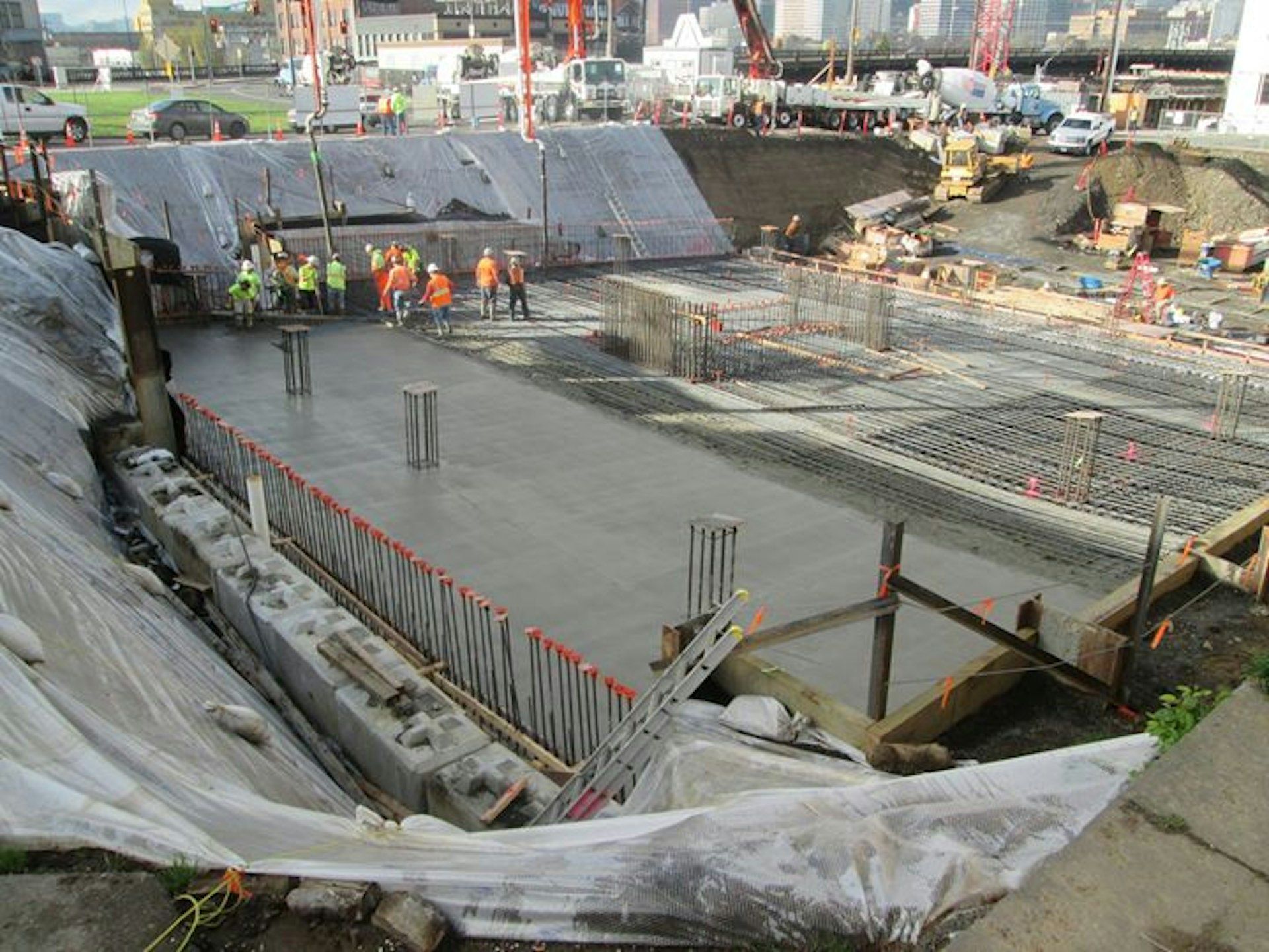 First mat slab pour at Block 75 — Works Progress Architecture