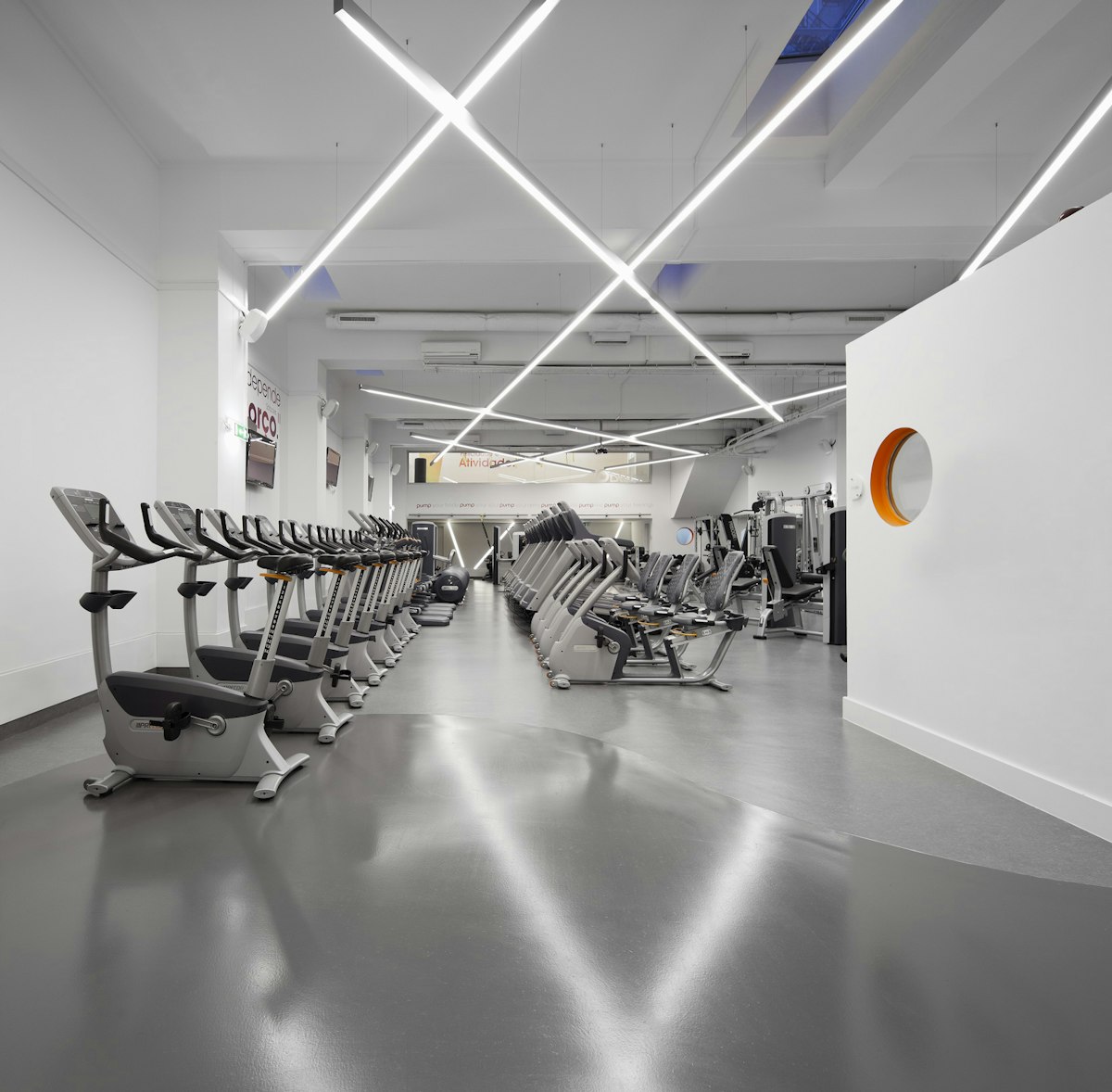 Gym interior with weight equipment